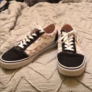 Pink Checkered Vans! Like new!